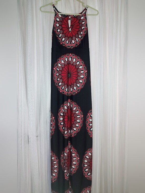 INC International Concepts Dresses & Skirts - INC International Concepts Black Maxi Dress with Red Medallion Print